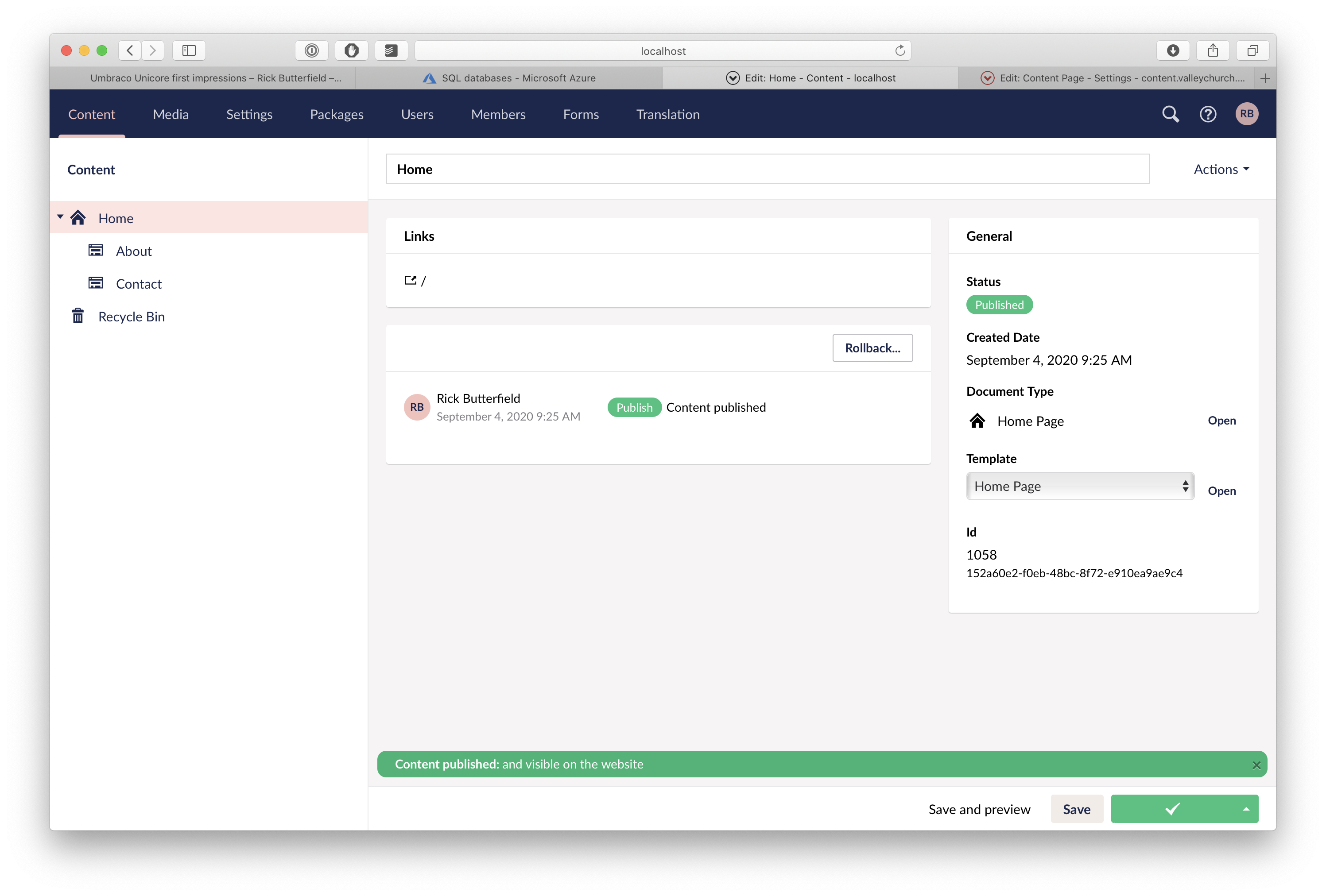 The content tree in Umbraco vNext